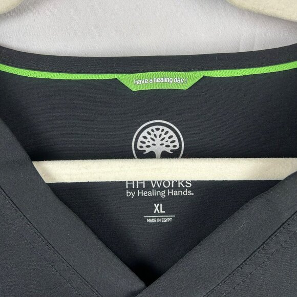 HH Works Healing Hands Scrub Shirt Men 2XL Black Style 2590 Matthew Short Sleeve - Picture 11 of 11